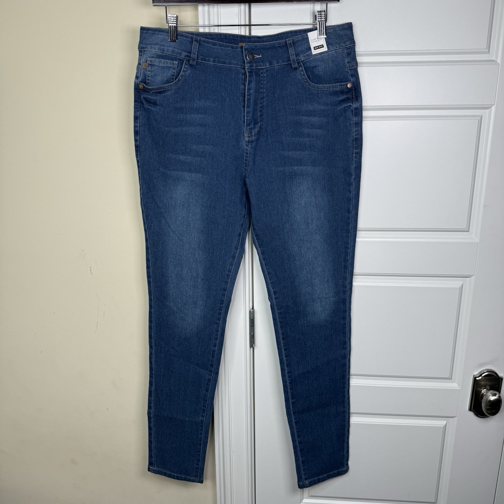 Judy Blue Tapered Jeans Women's Medium Blue Mid Rise Stretch Denim Silver Button